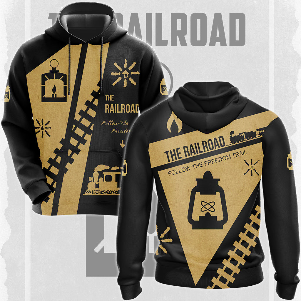 Fallout The Railroad Video Game All Over Printed T-shirt Tank Top Zip Hoodie Pullover Hoodie Hawaiian Shirt Beach Shorts Joggers Hoodie