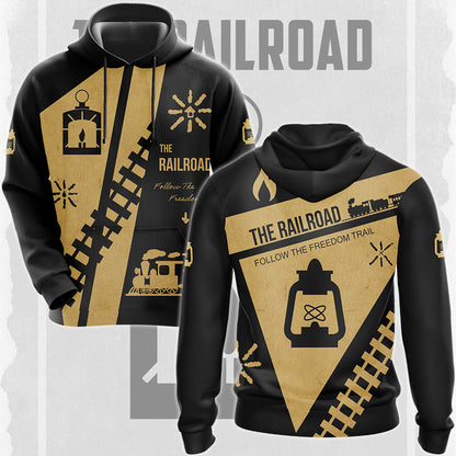 Fallout The Railroad Video Game All Over Printed T-shirt Tank Top Zip Hoodie Pullover Hoodie Hawaiian Shirt Beach Shorts Joggers Hoodie