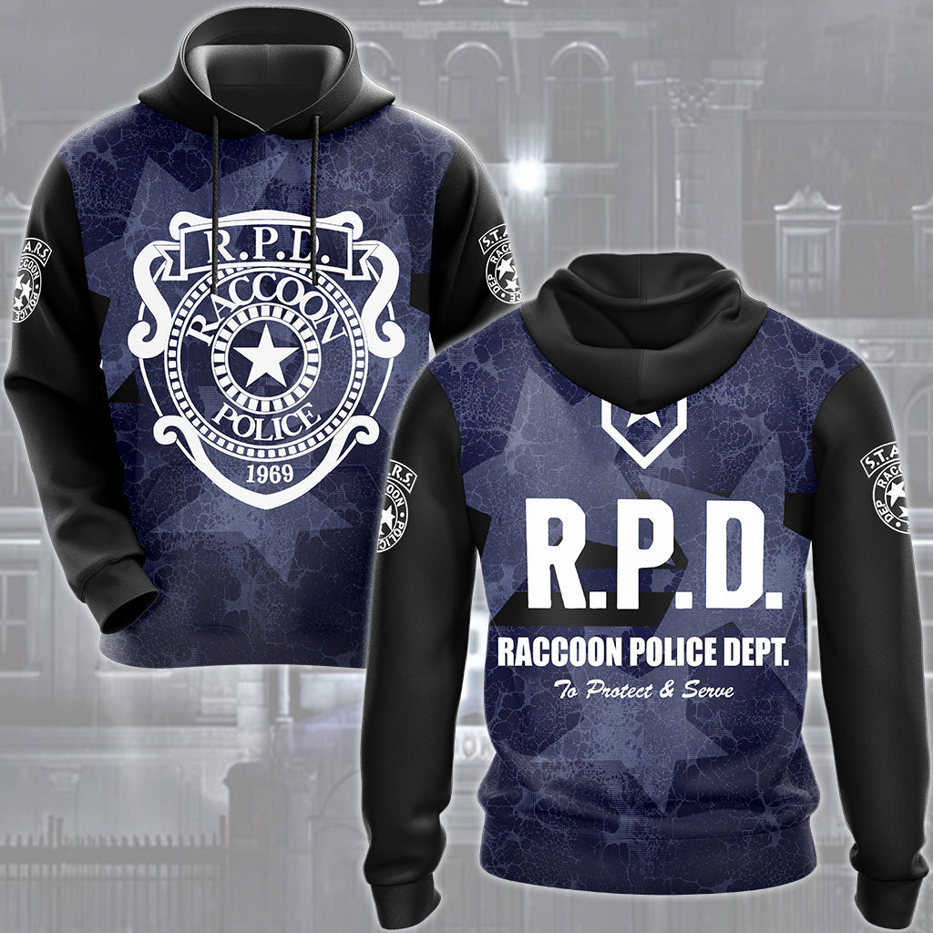 Resident Evil Raccoon City Police Department (R.P.D.) Video Game All Over Printed T-shirt Tank Top Zip Hoodie Pullover Hoodie Hawaiian Shirt Beach Shorts Joggers Hoodie