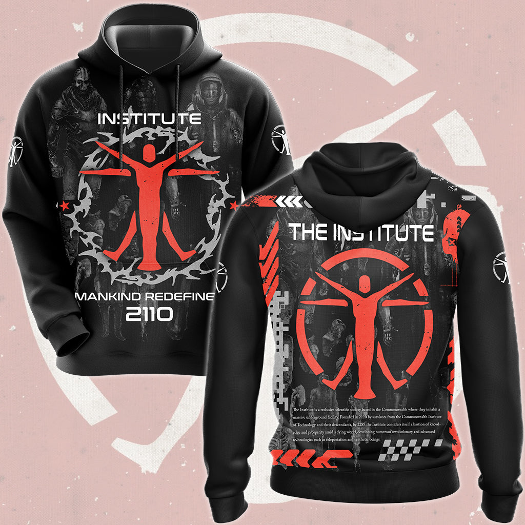 Fallout The Institute Video Game All Over Printed T-shirt Tank Top Zip Hoodie Pullover Hoodie Hawaiian Shirt Beach Shorts Joggers Hoodie