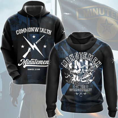 Fallout Commonwealth Minutemen Video Game All Over Printed T-shirt Tank Top Zip Hoodie Pullover Hoodie Hawaiian Shirt Beach Shorts Joggers Hoodie