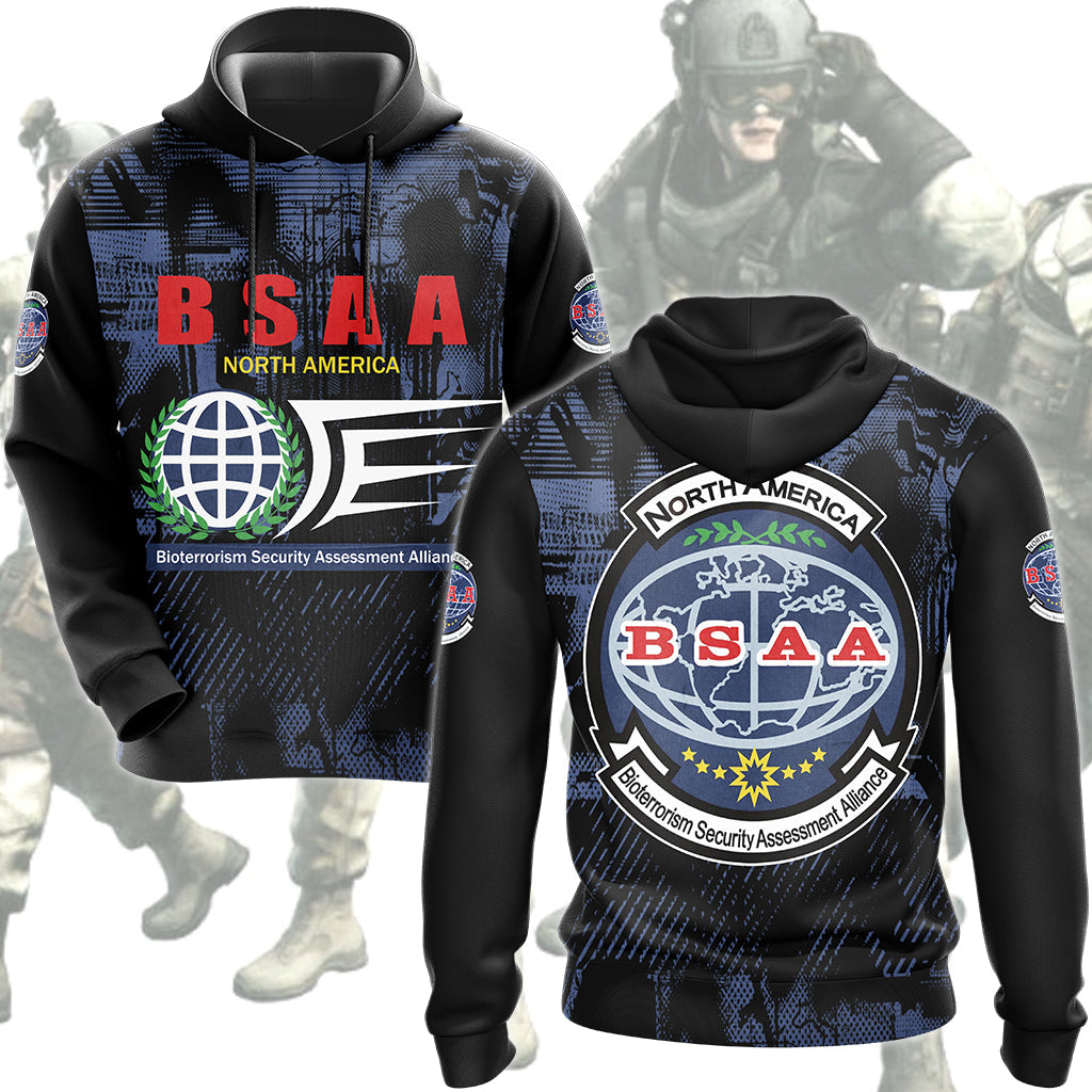 Resident Evil Bioterrorism Security Assessment Alliance (B.S.A.A.) Video Game All Over Printed T-shirt Tank Top Zip Hoodie Pullover Hoodie Hawaiian Shirt Beach Shorts Joggers Hoodie