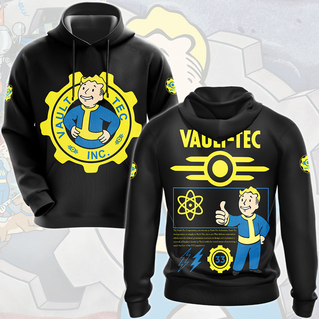 Fallout Vault-Tec Corporation Video Game All Over Printed T-shirt Tank Top Zip Hoodie Pullover Hoodie Hawaiian Shirt Beach Shorts Joggers Hoodie