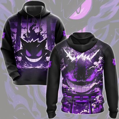Pokemon Gengar Anime Video Game All Over Printed T-shirt Tank Top Zip Hoodie Pullover Hoodie Hawaiian Shirt Beach Shorts Joggers Hoodie