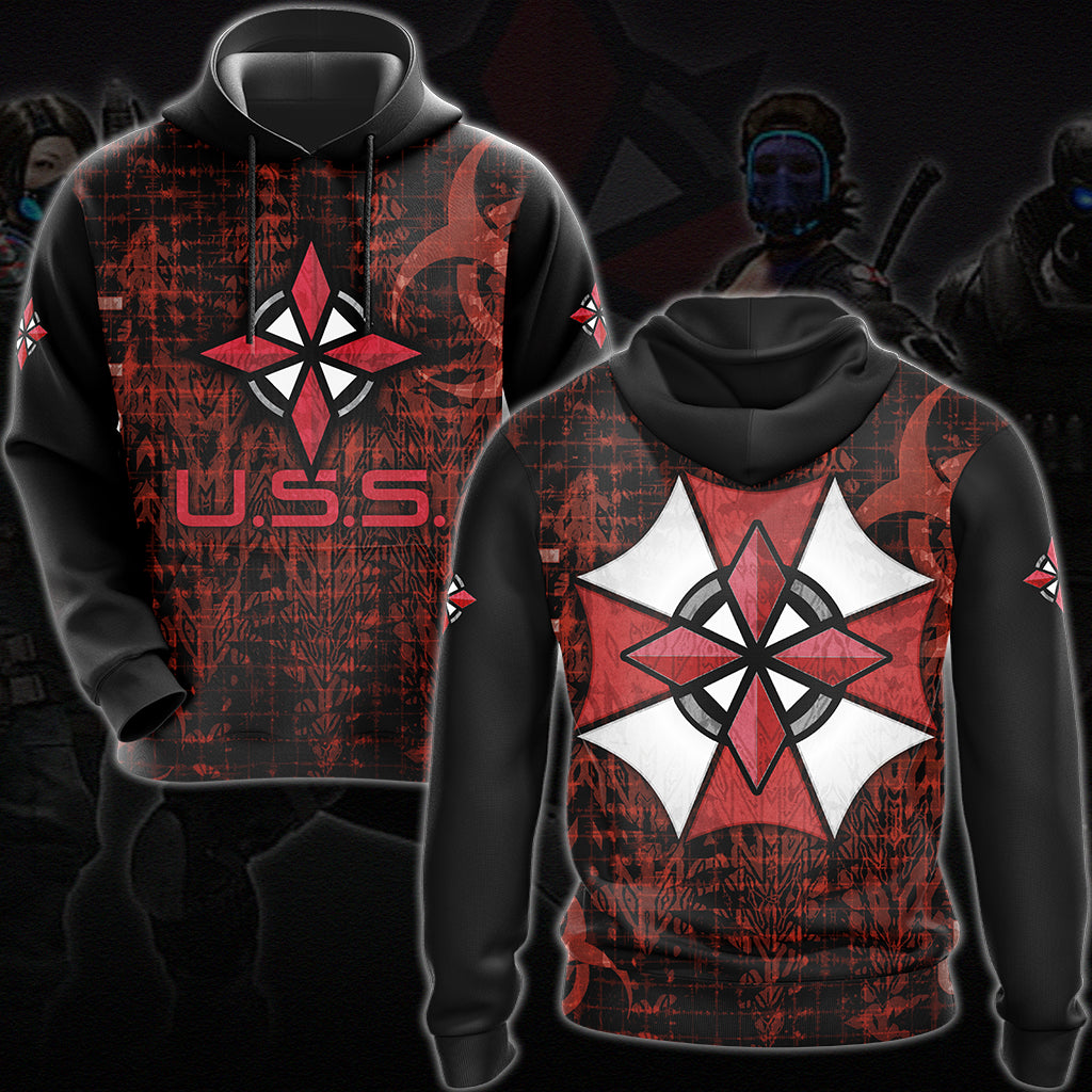 Resident Evil Umbrella Security Service (U.S.S.) Video Game All Over Printed T-shirt Tank Top Zip Hoodie Pullover Hoodie Hawaiian Shirt Beach Shorts Joggers Hoodie