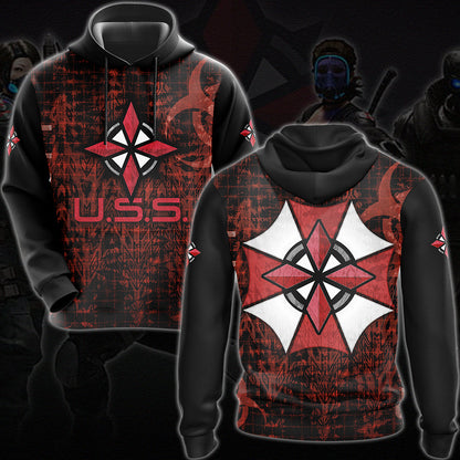 Resident Evil Umbrella Security Service (U.S.S.) Video Game All Over Printed T-shirt Tank Top Zip Hoodie Pullover Hoodie Hawaiian Shirt Beach Shorts Joggers Hoodie