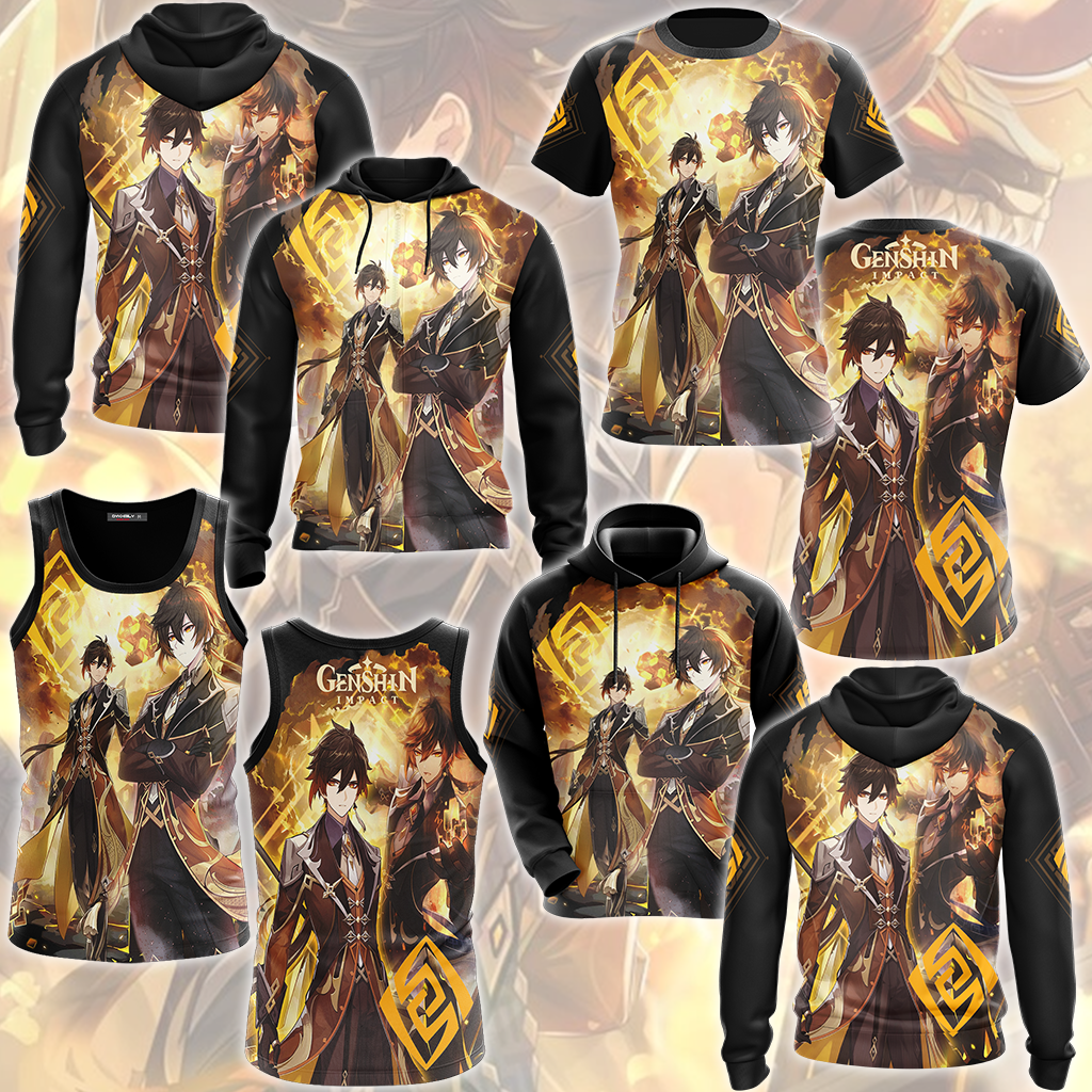 Genshin Impact Zhongli Video Game All Over Printed T-shirt Tank Top Zip Hoodie Pullover Hoodie Hawaiian Shirt Beach Shorts Joggers   
