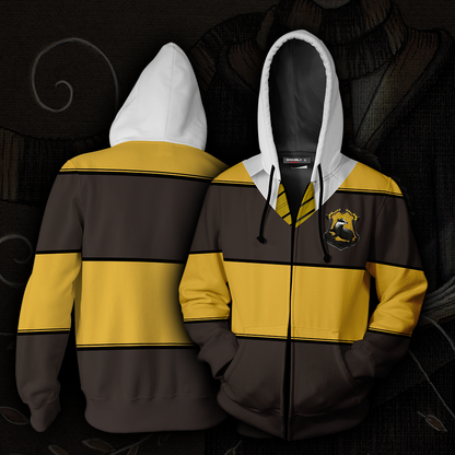 Striped Hufflepuff Harry Potter New Unisex 3D T-shirt Zip Hoodie S 