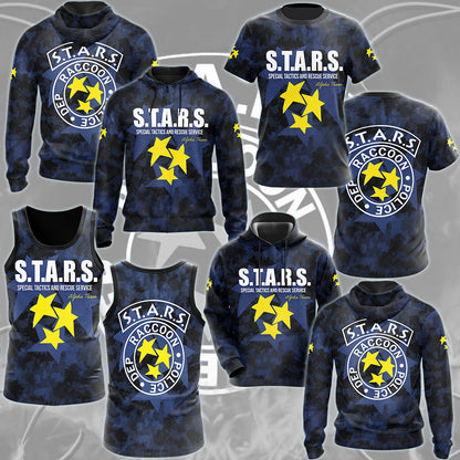 Resident Evil S.T.A.R.S. Alpha Team Video Game All Over Printed T-shirt Tank Top Zip Hoodie Pullover Hoodie Hawaiian Shirt Beach Shorts Joggers