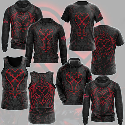 Kingdom Hearts Symbols The Heartless Emblem Video Game All Over Printed T-shirt Tank Top Zip Hoodie Pullover Hoodie Hawaiian Shirt Beach Shorts Joggers