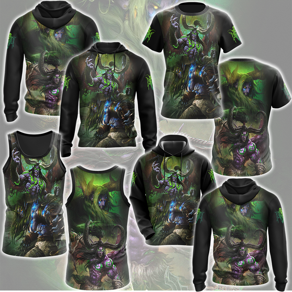 World Of Warcraft Stormrage Brothers - Illidan Stormrage, Malfurion Stormrage Video Game All Over Printed T-shirt Tank Top Zip Hoodie Pullover Hoodie Hawaiian Shirt Beach Shorts Joggers