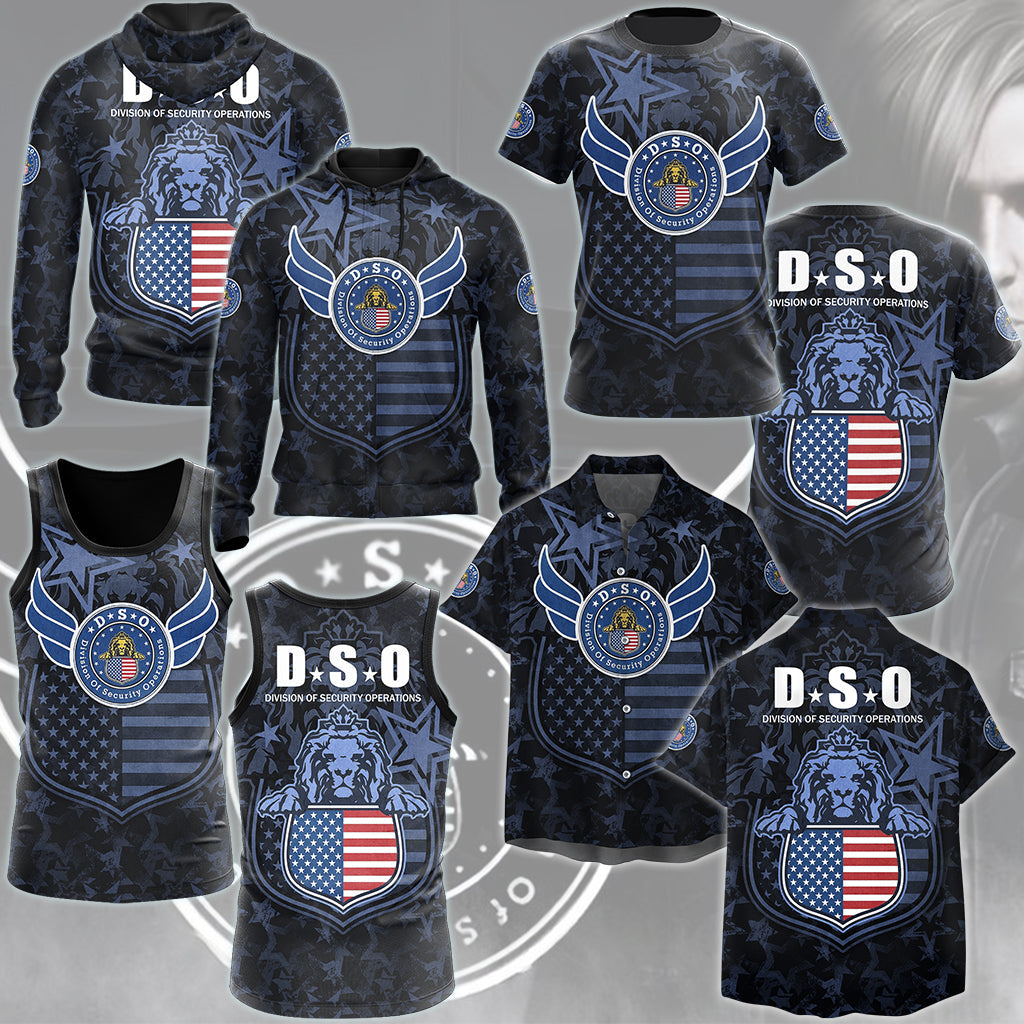 Resident Evil Division of Security Operations (D.S.O.) Video Game All Over Printed T-shirt Tank Top Zip Hoodie Pullover Hoodie Hawaiian Shirt Beach Shorts Joggers