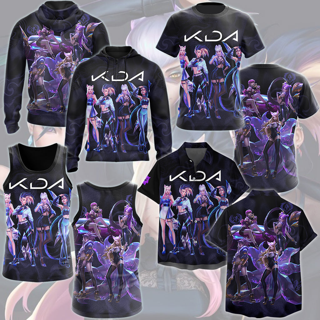 League of Legends K/DA Band Video Game All Over Printed T-shirt Tank Top Zip Hoodie Pullover Hoodie Hawaiian Shirt Beach Shorts Joggers