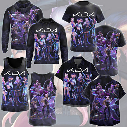 League of Legends K/DA Band Video Game All Over Printed T-shirt Tank Top Zip Hoodie Pullover Hoodie Hawaiian Shirt Beach Shorts Joggers