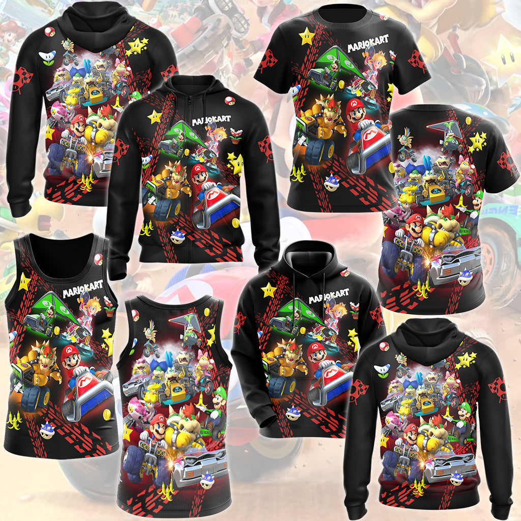 Mario Kart Video Game All Over Printed T-shirt Tank Top Zip Hoodie Pullover Hoodie Hawaiian Shirt Beach Shorts Joggers
