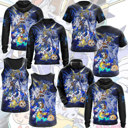 Digimon Gabumon Evolution Video Game All Over Printed T-shirt Tank Top Zip Hoodie Pullover Hoodie Hawaiian Shirt Beach Shorts Joggers
