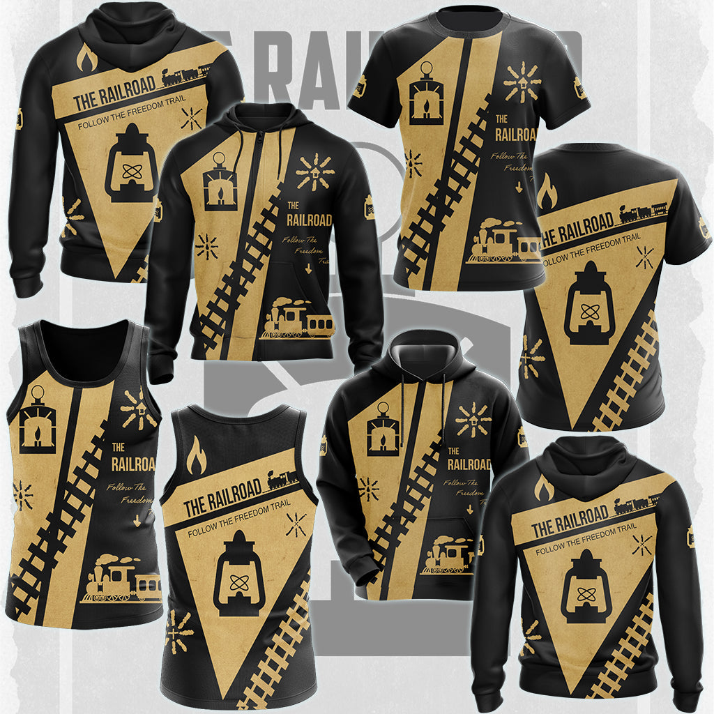 Fallout The Railroad Video Game All Over Printed T-shirt Tank Top Zip Hoodie Pullover Hoodie Hawaiian Shirt Beach Shorts Joggers