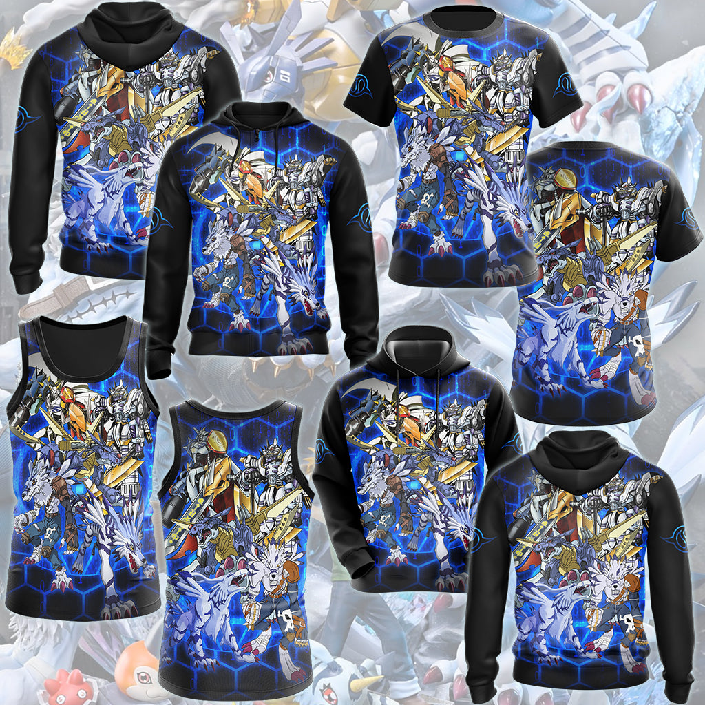 Digimon Garurumon Evolution Video Game All Over Printed T-shirt Tank Top Zip Hoodie Pullover Hoodie Hawaiian Shirt Beach Shorts Joggers