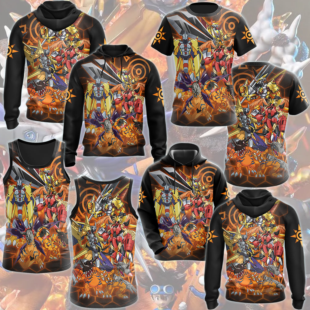 Digimon Greymon Evolution Video Game All Over Printed T-shirt Tank Top Zip Hoodie Pullover Hoodie Hawaiian Shirt Beach Shorts Joggers