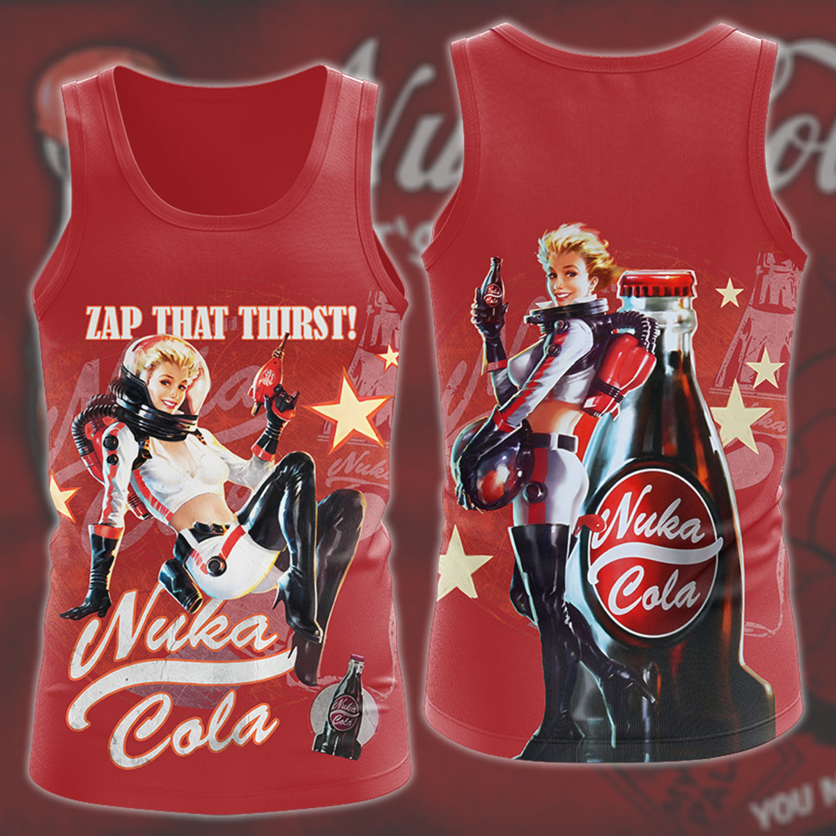 Fallout Nuka-Cola Video Game All Over Printed T-shirt Tank Top Zip Hoodie Pullover Hoodie Hawaiian Shirt Beach Shorts Joggers Tank Top