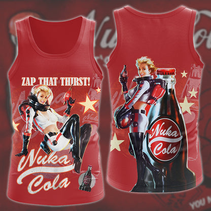 Fallout Nuka-Cola Video Game All Over Printed T-shirt Tank Top Zip Hoodie Pullover Hoodie Hawaiian Shirt Beach Shorts Joggers Tank Top