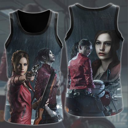 Resident Evil Claire Redfield Video Game All Over Printed T-shirt Tank Top Zip Hoodie Pullover Hoodie Hawaiian Shirt Beach Shorts Joggers Tank Top