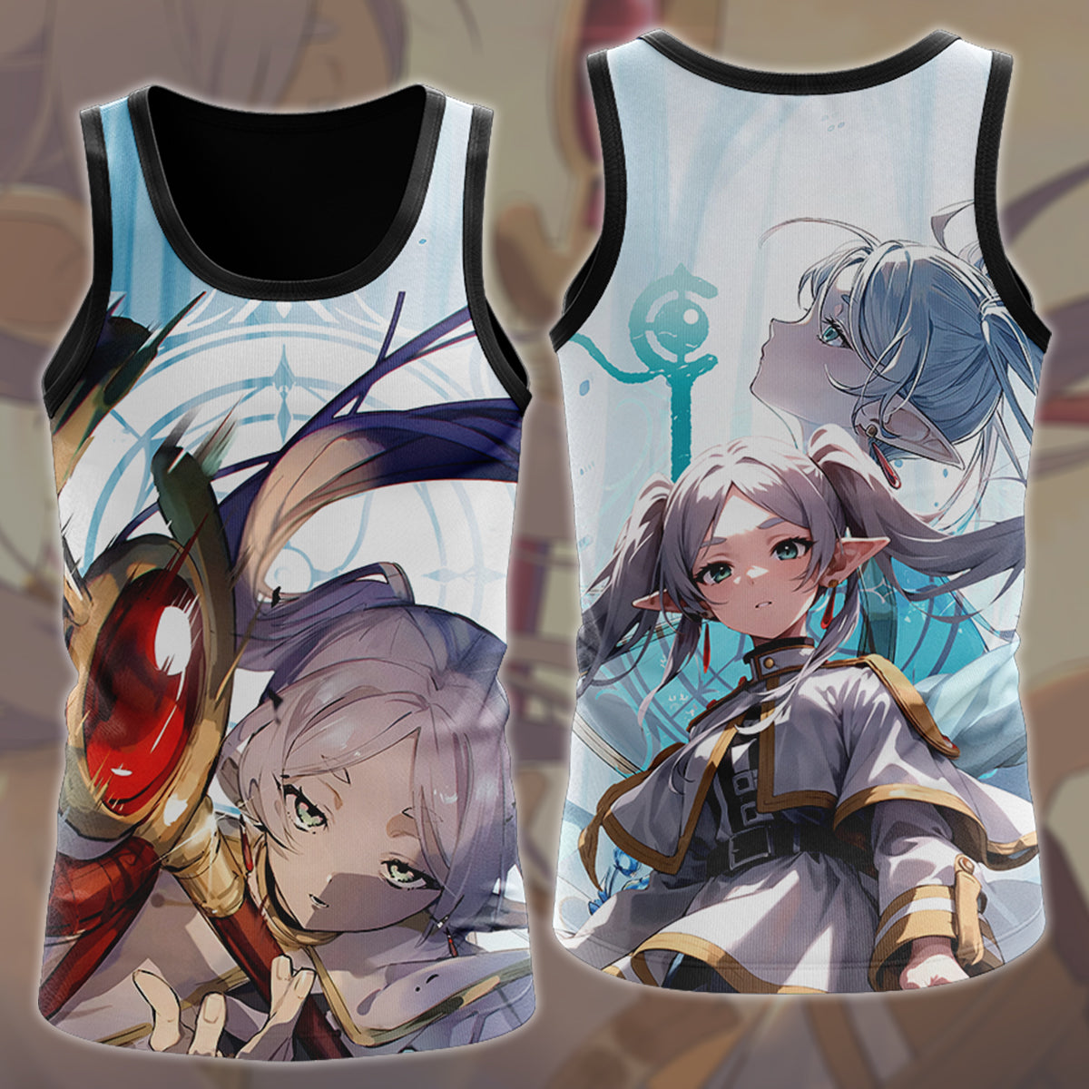 Frieren Anime Manga All Over Printed T-shirt Tank Top Zip Hoodie Pullover Hoodie Hawaiian Shirt Beach Shorts Joggers Tank Top