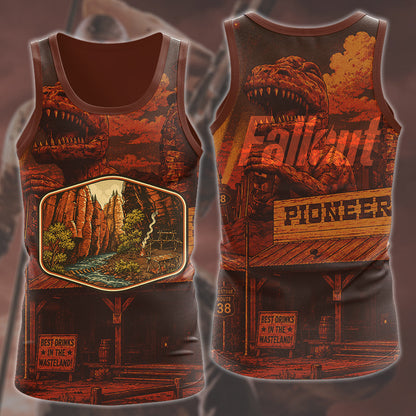 Fallout: New Vegas Vintage National Park Style Video Game All Over Printed T-shirt Tank Top Zip Hoodie Pullover Hoodie Hawaiian Shirt Beach Shorts Joggers Tank Top