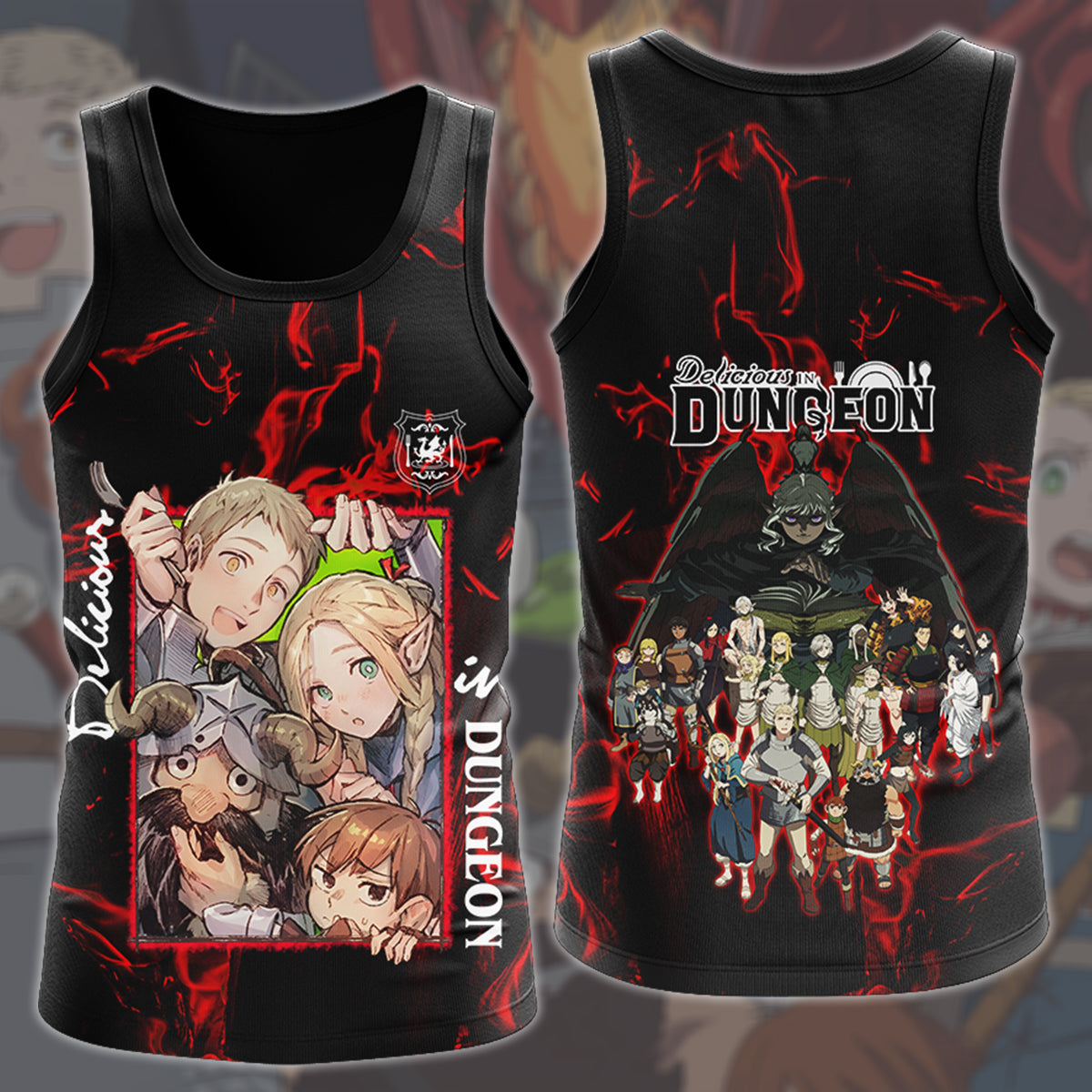 Delicious in Dungeon Anime Manga All Over Printed T-shirt Tank Top Zip Hoodie Pullover Hoodie Hawaiian Shirt Beach Shorts Joggers Tank Top