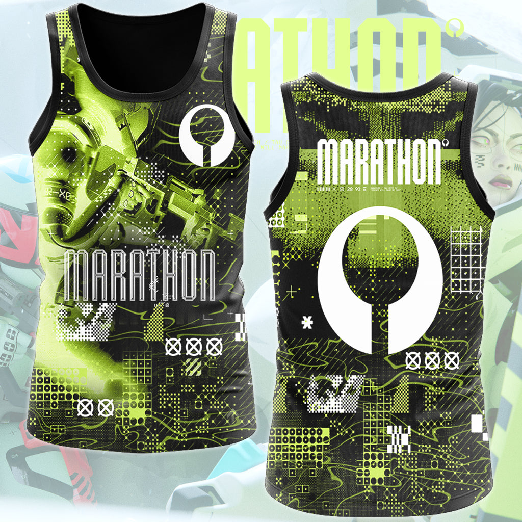 Marathon Video Game All Over Printed T-shirt Tank Top Zip Hoodie Pullover Hoodie Hawaiian Shirt Beach Shorts Joggers Tank Top