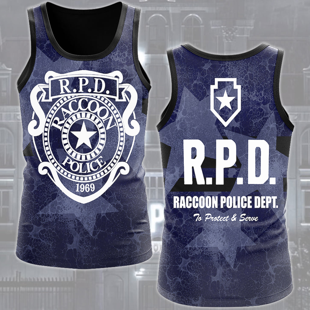 Resident Evil Raccoon City Police Department (R.P.D.) Video Game All Over Printed T-shirt Tank Top Zip Hoodie Pullover Hoodie Hawaiian Shirt Beach Shorts Joggers Tank Top
