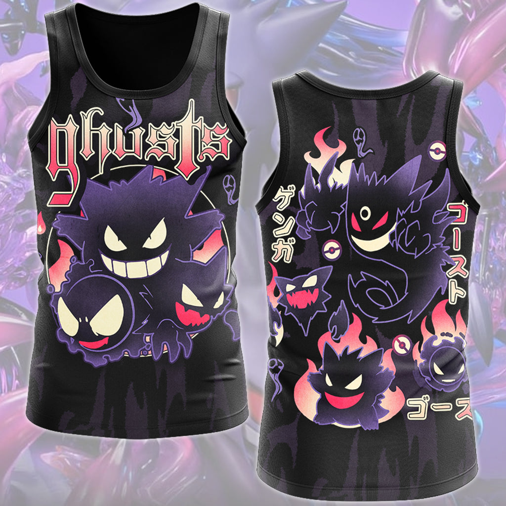 Pokemon Gengar Evolutions Anime Video Game All Over Printed T-shirt Tank Top Zip Hoodie Pullover Hoodie Hawaiian Shirt Beach Shorts Joggers Tank Top