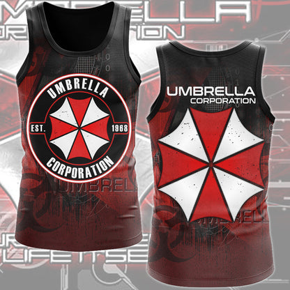 Resident Evil Umbrella Corporation Video Game All Over Printed T-shirt Tank Top Zip Hoodie Pullover Hoodie Hawaiian Shirt Beach Shorts Joggers Tank Top