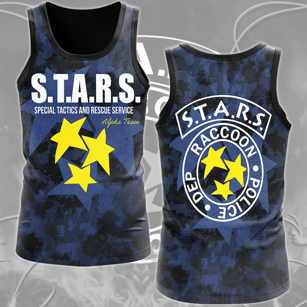 Resident Evil S.T.A.R.S. Alpha Team Video Game All Over Printed T-shirt Tank Top Zip Hoodie Pullover Hoodie Hawaiian Shirt Beach Shorts Joggers Tank Top