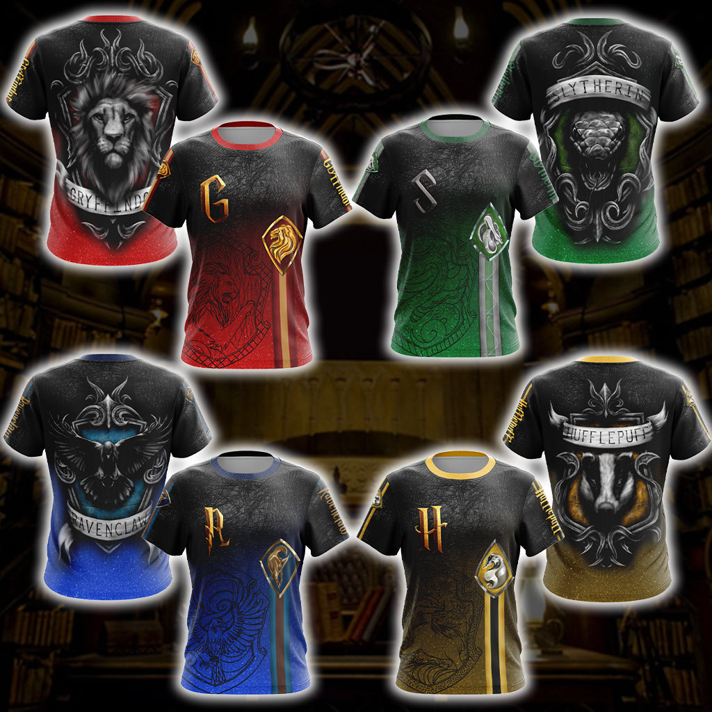 Harry Potter Hogwarts House Gryffindor Slytherin Ravenclaw Hufflepuff T-shirt Zip Hoodie Pullover Hoodie   