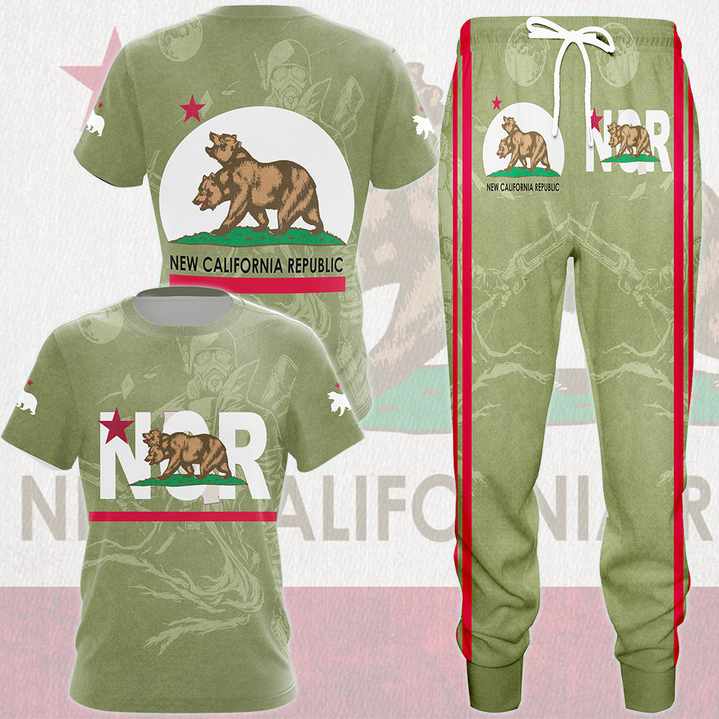 Fallout New California Republic (NCR) Video Game All Over Printed T-shirt Tank Top Zip Hoodie Pullover Hoodie Hawaiian Shirt Beach Shorts Joggers