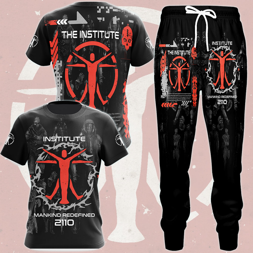Fallout The Institute Video Game All Over Printed T-shirt Tank Top Zip Hoodie Pullover Hoodie Hawaiian Shirt Beach Shorts Joggers