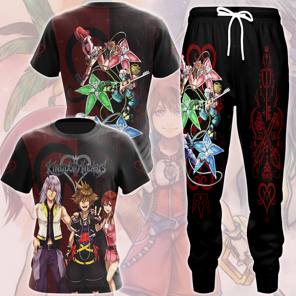 Kingdom Hearts Sora Riku and Kairi (Destiny Island trio) Video Game All Over Printed T-shirt Tank Top Zip Hoodie Pullover Hoodie Hawaiian Shirt Beach Shorts Joggers
