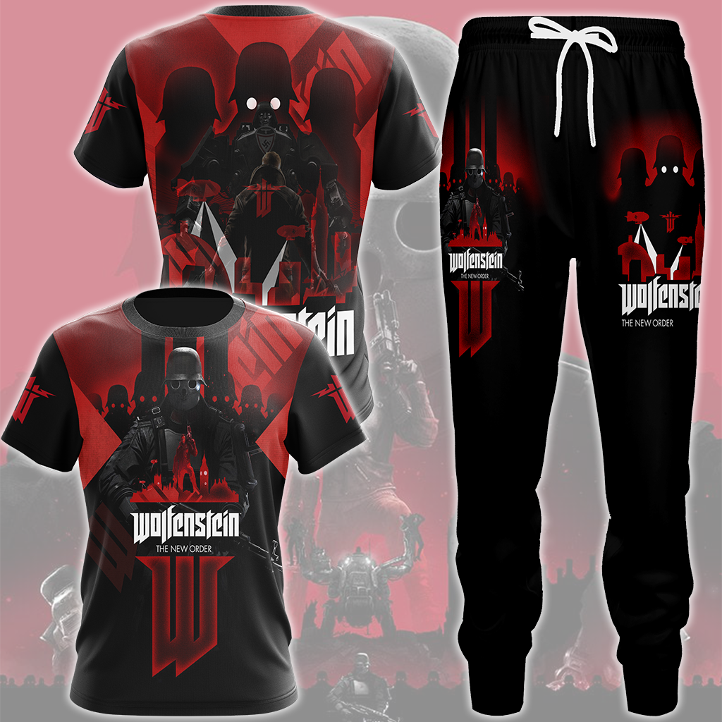 Wolfenstein: The New Order Video Game All Over Printed T-shirt Tank Top Zip Hoodie Pullover Hoodie Hawaiian Shirt Beach Shorts Joggers   