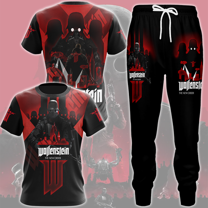 Wolfenstein: The New Order Video Game All Over Printed T-shirt Tank Top Zip Hoodie Pullover Hoodie Hawaiian Shirt Beach Shorts Joggers   