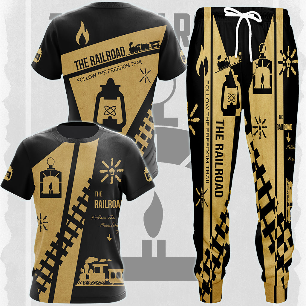 Fallout The Railroad Video Game All Over Printed T-shirt Tank Top Zip Hoodie Pullover Hoodie Hawaiian Shirt Beach Shorts Joggers