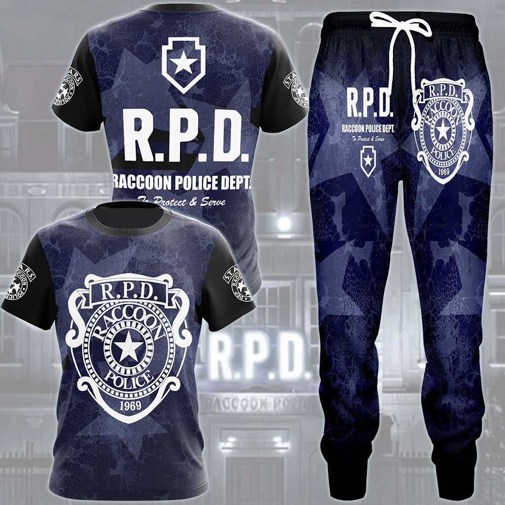 Resident Evil Raccoon City Police Department (R.P.D.) Video Game All Over Printed T-shirt Tank Top Zip Hoodie Pullover Hoodie Hawaiian Shirt Beach Shorts Joggers