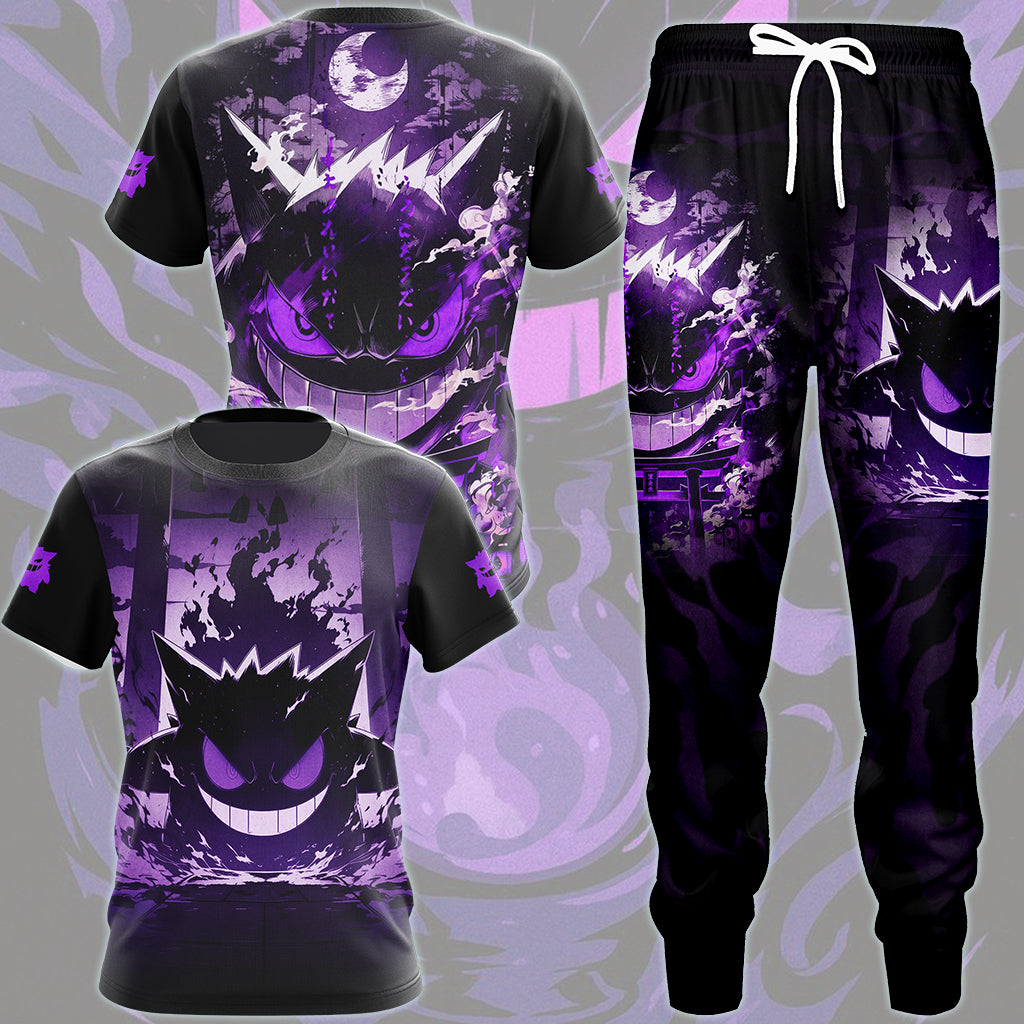 Pokemon Gengar Anime Video Game All Over Printed T-shirt Tank Top Zip Hoodie Pullover Hoodie Hawaiian Shirt Beach Shorts Joggers