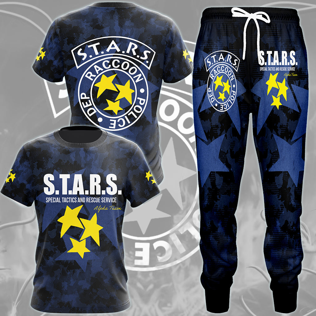 Resident Evil S.T.A.R.S. Alpha Team Video Game All Over Printed T-shirt Tank Top Zip Hoodie Pullover Hoodie Hawaiian Shirt Beach Shorts Joggers