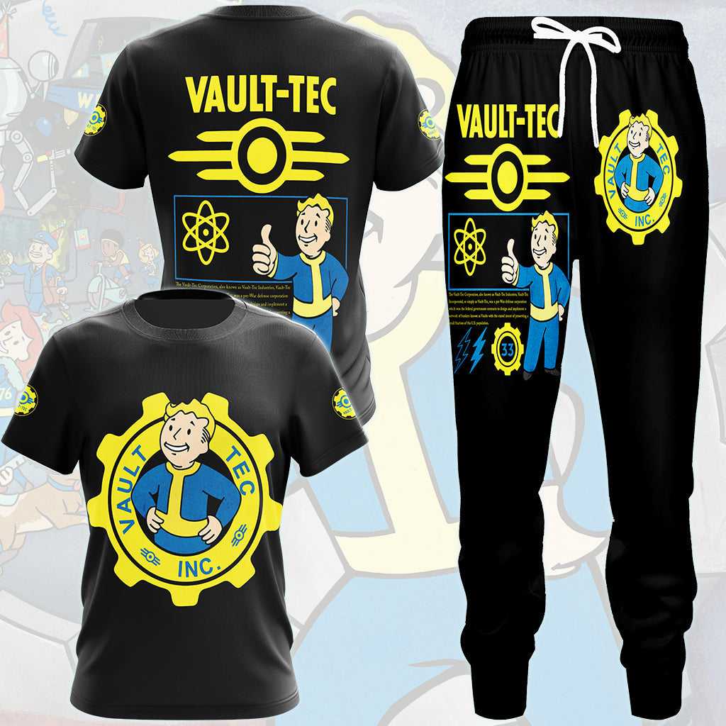 Fallout Vault-Tec Corporation Video Game All Over Printed T-shirt Tank Top Zip Hoodie Pullover Hoodie Hawaiian Shirt Beach Shorts Joggers
