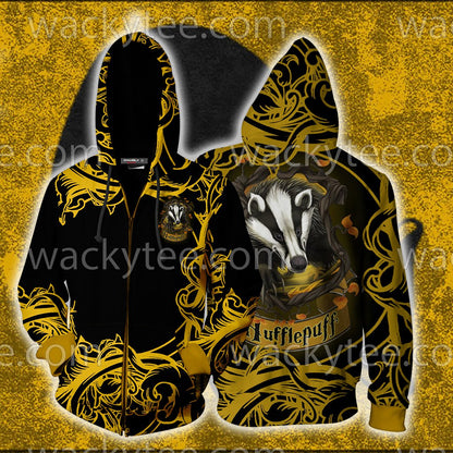 Loyal Like A Hufflepuff Harry Potter Unisex 3D T-shirt Zip Hoodie S 