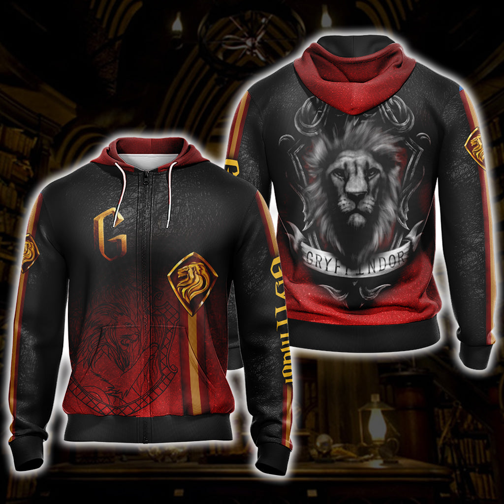 Harry Potter Hogwarts House Gryffindor Slytherin Ravenclaw Hufflepuff T-shirt Zip Hoodie Pullover Hoodie   