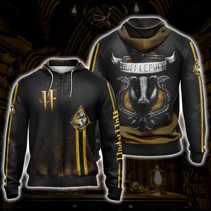 Harry Potter Hogwarts House Gryffindor Slytherin Ravenclaw Hufflepuff T-shirt Zip Hoodie Pullover Hoodie   