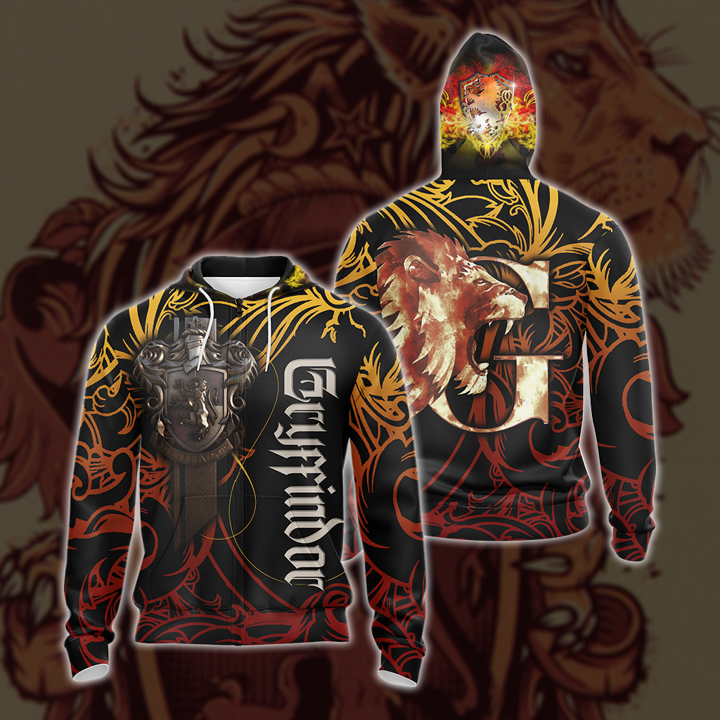 The Hogwarts Castle Gryffindor Harry Potter Unisex 3D T-shirt Zip Hoodie S 