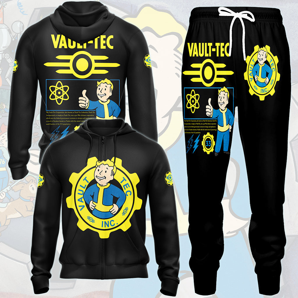 Fallout Vault-Tec Corporation Video Game All Over Printed T-shirt Tank Top Zip Hoodie Pullover Hoodie Hawaiian Shirt Beach Shorts Joggers